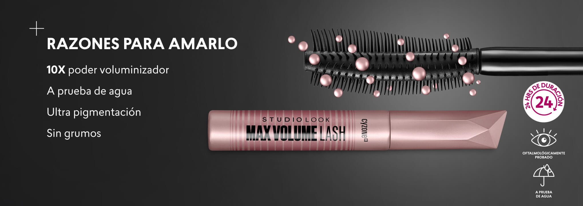 mascara de pestañas waterproof Max Volume Cyzone